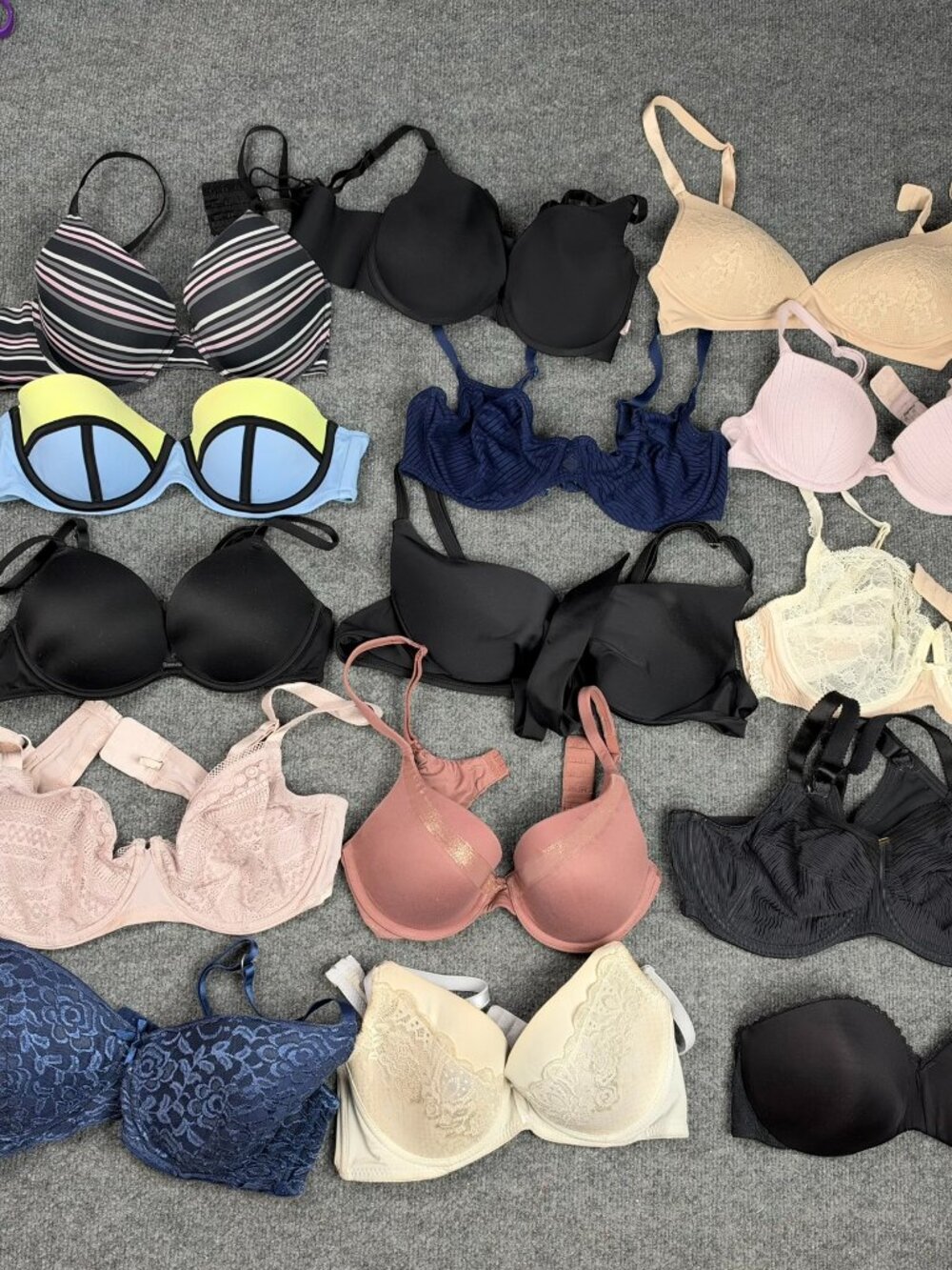 Lot of 15 Womens Bras & Bikini Tops Mixed Brands Assorted Styles No Size Tag